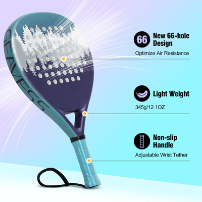Tamaño del rostro 26cm WOOWAVE Fibra de carbono EVA personalizada Core de memoria de playa Padel Raqueta de tenis