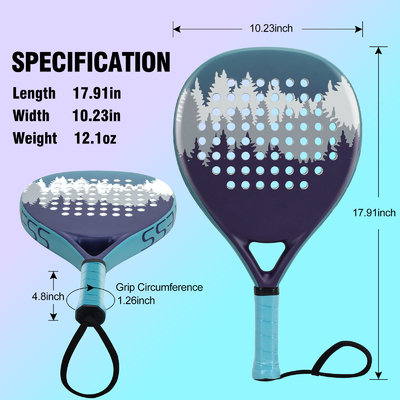 Tamaño del rostro 26cm WOOWAVE Fibra de carbono EVA personalizada Core de memoria de playa Padel Raqueta de tenis