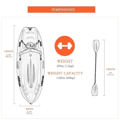 Siéntate en una canoa de pesca con capacidad de carga de 60 kg y tecnología avanzada.