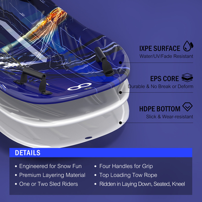 XPE EPS HDPE trineo de nieve para niños unisex adulto logotipo personalizable 2 asas y cuerda de tira