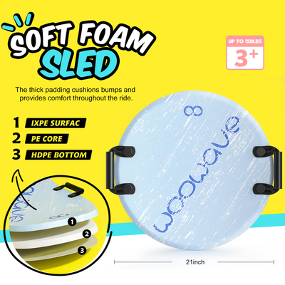 Soft espuma trineo de nieve Woowave Custom 21 pulgadas Scooter de nieve al aire libre para niños