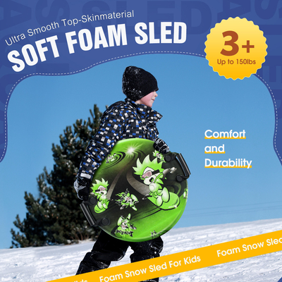 Requisitos del cliente 21 pulgadas verde IXPE tabla de nieve de esquí trineo de tubo de nieve con mangos