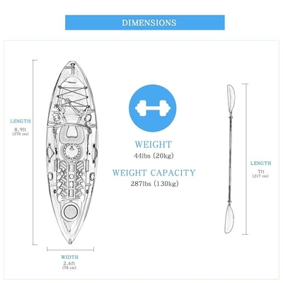 WOOWAVE 2.7M Profesional OEM/ODM Kayak Para una sola persona Canoa Kayak con detalles del paquete
