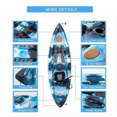 Unisex Woowave Paddle de kayak de plástico de un solo asiento para pescar y practicar piragüismo