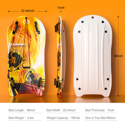Adulto 122cm Woowove Snowboard personalizado de espuma de HDPE trineo de nieve de plástico con 2 mangos tira cuerda
