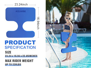 Esquí acuático Tipo de deporte XPE Float asiento de silla de agua para niños 23.24 x 16.94 x 1.6 pulgadas