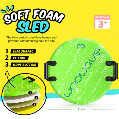 Sledas de espuma suave Forma redonda 21 pulgadas Scooters de niños de esquí trineos de nieve para niños tablero de nieve