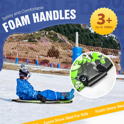 Trineo de nieve con mango y color personalizado Fácil de transportar HDPE Fondo de espuma de PE de 36 pulgadas