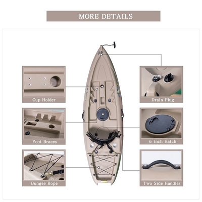 Max Paddlers 1 Woowave Botes moldeados por rotación Kayak de pesca con remos Material de casco de LLDPE