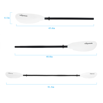 Oportunidad Lagos Ríos Woowave Kayak Paddle Aluminio aleación Eje de 2 piezas Paddle de barco ajustable