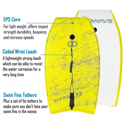 Tabla de surf suave para entretenimiento acuático Alturas 2'-4' 60cm-120cm Aventura amarilla