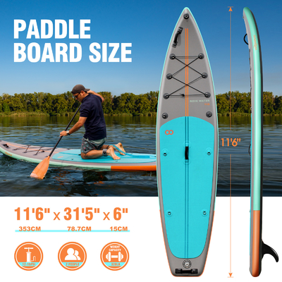 11'6&quot; x 31'5&quot; x 6&quot; Inflatable Stand Up Paddle Board para lagos ríos Ultra diseño estable