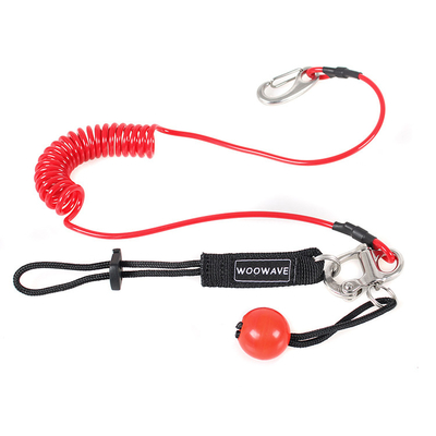 Logotipo de goma Woowave de colores múltiples pesca kayak Paddle Leash con cuerda enrollada 61.42 pulgadas