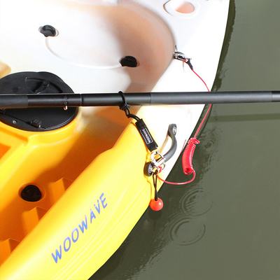 Logotipo de goma Woowave de colores múltiples pesca kayak Paddle Leash con cuerda enrollada 61.42 pulgadas