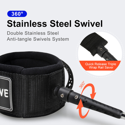 10' Enroscada Leash Diseño de bolsillo de llave de Woowave para la seguridad de embarque de surf para adultos
