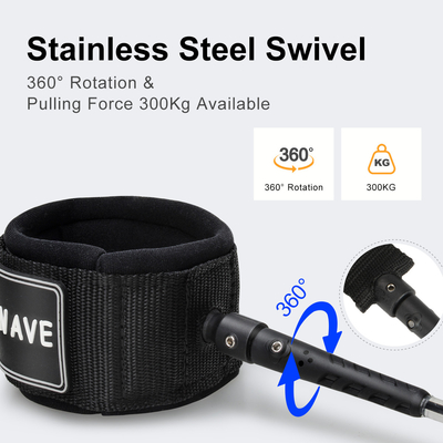 Correa de surf recta de TPU con bobina de poliuretano y pulsera acolchada de una sola capa