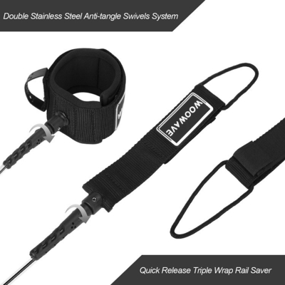 TPU 10ft Surfing Surfboard Correa de surf con logotipo de caucho / logotipo de seda 0,16-0,4 kg