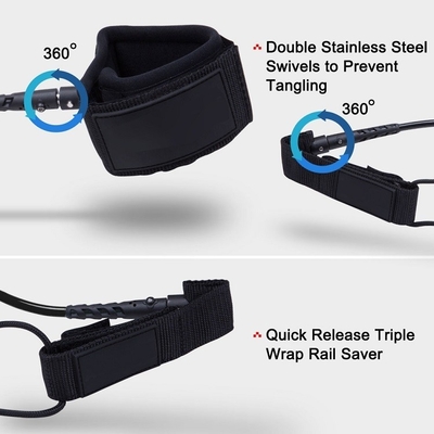 Polyurethane Coil Surfboard Leash con brazalete acolchado Woowave Leashes SUP personalizados