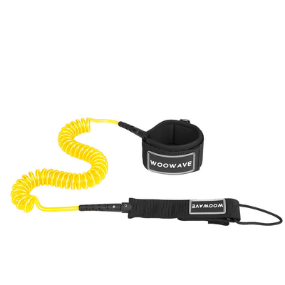 6 pies de Polyurethane Orange Coil Surfboard Leash con una sola capa de almohadilla de muñeca