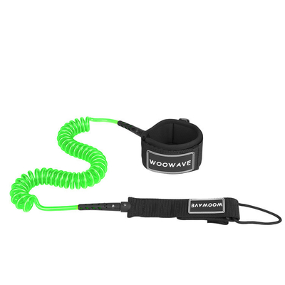 6 pies de Polyurethane Orange Coil Surfboard Leash con una sola capa de almohadilla de muñeca