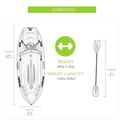 Pedal modular de pesca Kayak diseño de empalme fácil para 1-2 personas se ajusta a las necesidades de pesca