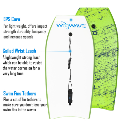 Tabla de surf de espuma de HDPE de 41 pulgadas Tabla de surf de EPS Tabla de cuerpo para niños Pesa 1.62 libras