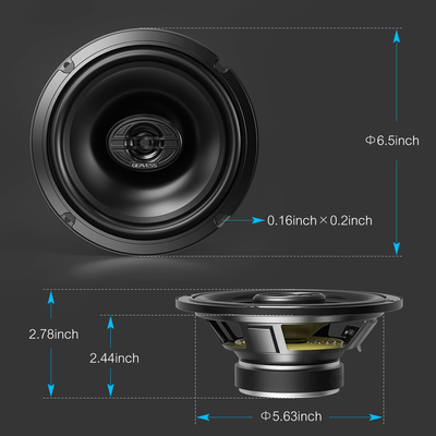 Conjunto de 2 altavoces de coche coaxial de gama completa con subwoofer de 6,5 pulgadas y tweeter de 1500Hz