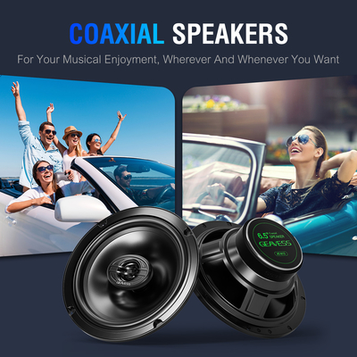 Conjunto de 2 altavoces de coche coaxial de gama completa con subwoofer de 6,5 pulgadas y tweeter de 1500Hz
