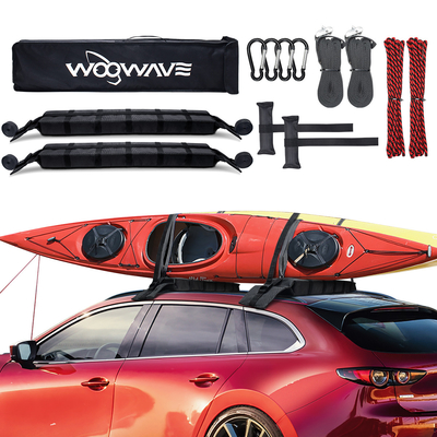 Bolso portátil incluido Logotipo de etiqueta tejida soporte de techo de kayak suave para todos los coches