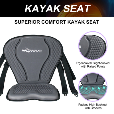 Bolso pequeño incluido Tipo negro más grueso asiento de kayak para barco de pesca 20.2*18.6x2.9 pulgadas