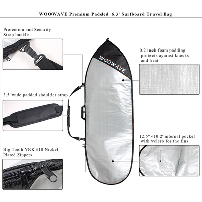 Bolso de viaje de estilo de tabla de surf engrosado en un lado para tabla larga SUP Awakesurf Bodyboard