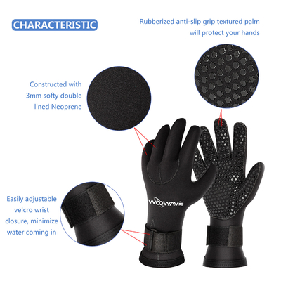 Guantes térmicos de surf de 5 dedos de 3 mm de neoprene antideslizante para buceo y pesca con lanza