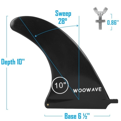 10 pulgadas negro SUP de sola aleta central aumenta la maniobrabilidad en el reemplazo de tabla de surf