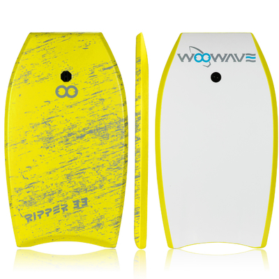 Color personalizado y diseño de logotipo amarillo 33 pulgadas tablero para surfear en ríos de lagos