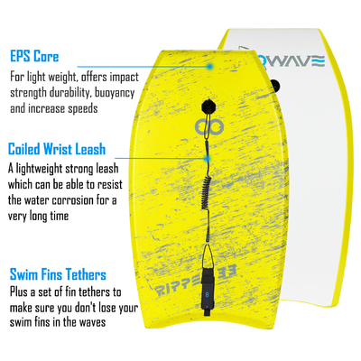 Color personalizado y diseño de logotipo amarillo 33 pulgadas tablero para surfear en ríos de lagos