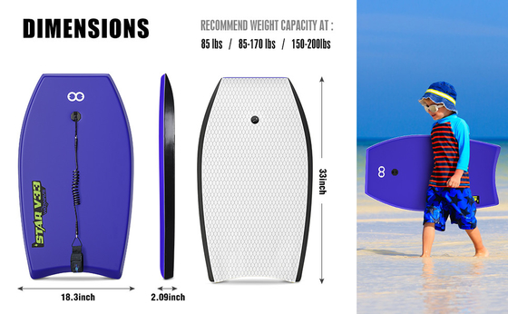 Peso de la tabla 1.17lbs Woowave 33 pulgadas diseño personalizado HDPE tablero corto tablero para jinetes