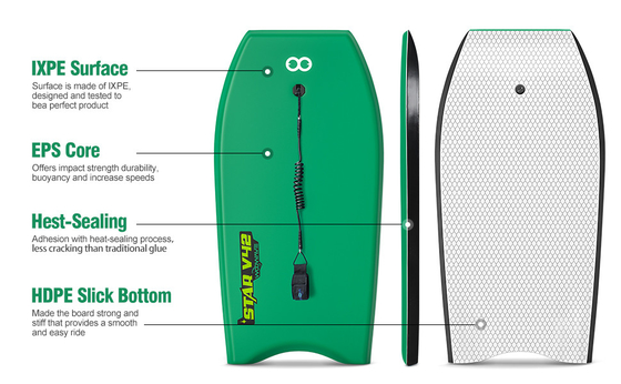 20.9 pulgadas de anchura de tabla Woowave EVA tabla de surf tabla de cuerpo con correa de cuerpo correa verde