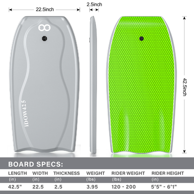 22Bodyboard de surf de.5 pulgadas con bastón de carbono dentro de soporte y diseño ligero