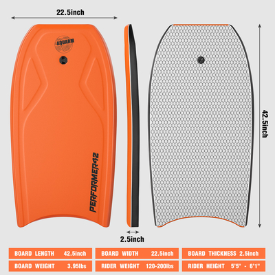 Bodyboard masculino de 42,5 pulgadas con PE Core para surf profesional